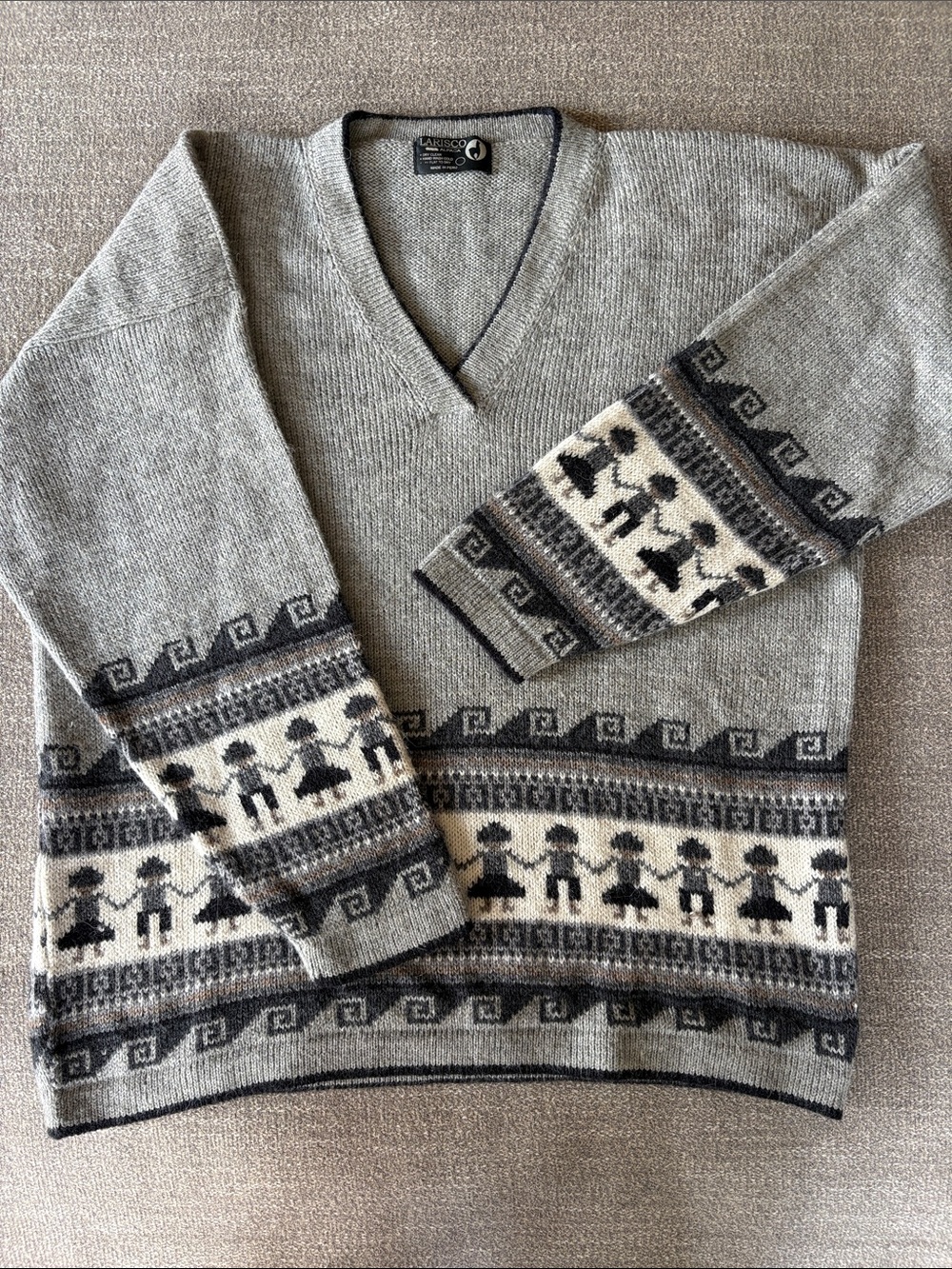 LARISCO Alpaca Peru Wool V-Neck Sweater EUC Size Large ?